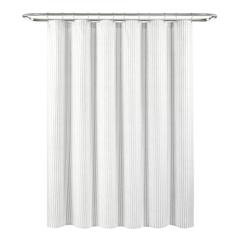 Farmhouse Drew Stripe Silver-Infused Antimicrobial Shower Curtain image number 1