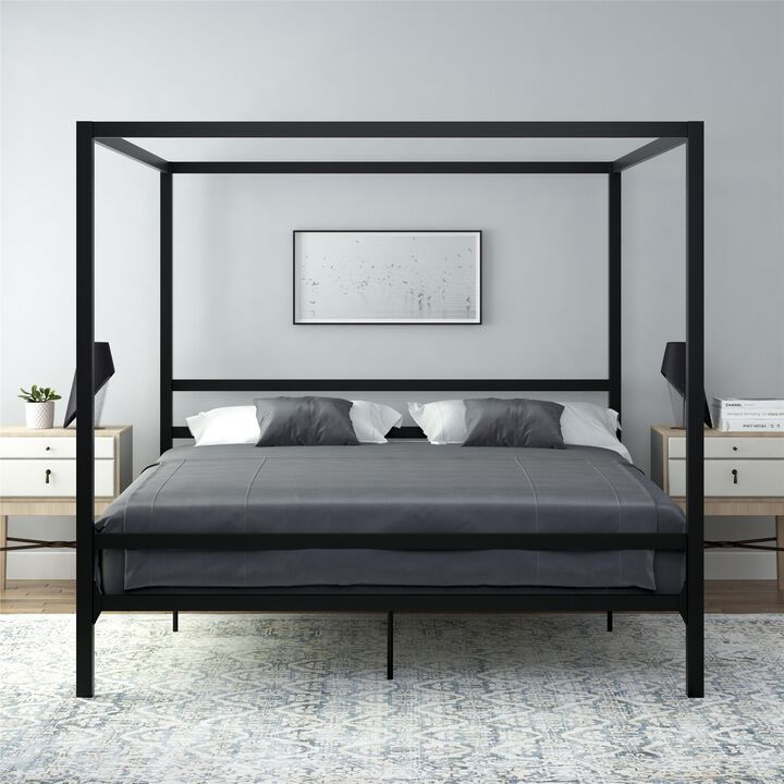 DHP Modern Metal Canopy Bed, Queen, Black