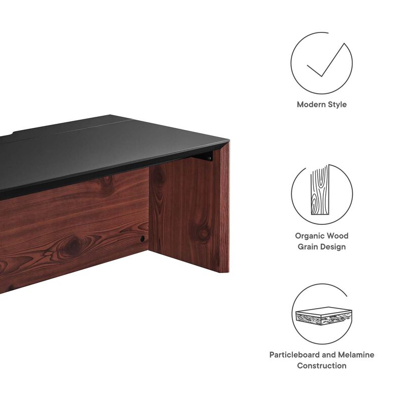Modway EEI-6311-BLK-CHE Kinetic 38" Wall-Mount Office Desk with Cabinet and Shelf, Black Cherry image number 4
