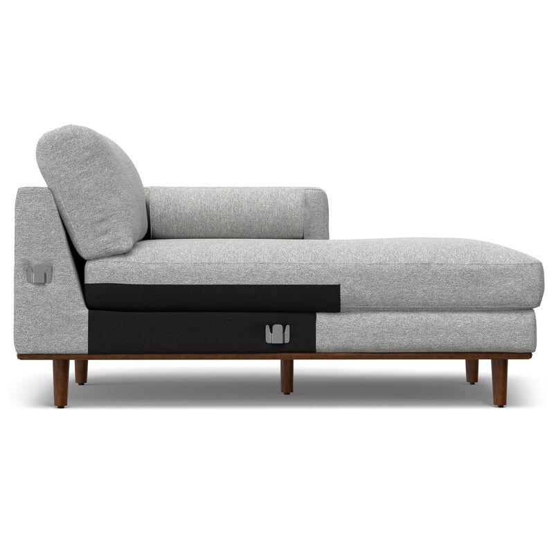 Morrison Mid Century Right Sectional 102 inch Wide Sofa Sectional in Mist Grey Tightly Woven Performance Fabric