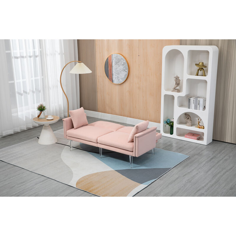 Couches for Living Room Mid Century Modern Velvet Loveseats Sofa with 2 Pillows, Loveseat Armrest for Bedroom, Apartment, Home Office