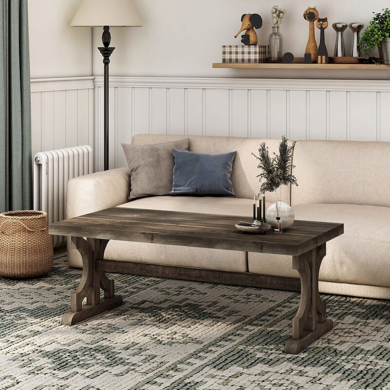 ENITIAL STAR Birch Farmhouse Wood Coffee Table in Reclaimed Oak