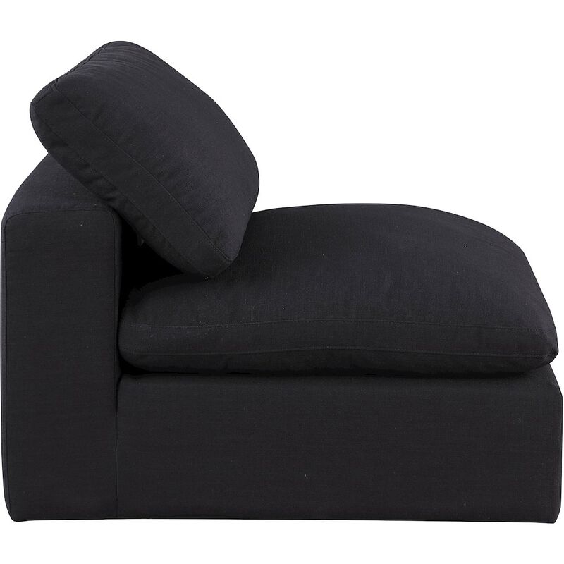 Meridian Furniture Comfy Black Linen Textured Fabric Modular Armless Chair