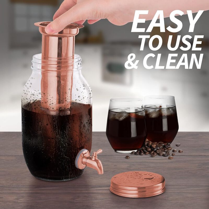 1.5 Liter Cold Brew Coffee Maker with Extra Thick Glass Carafe & Stainless Steel Mesh Filter image number 2
