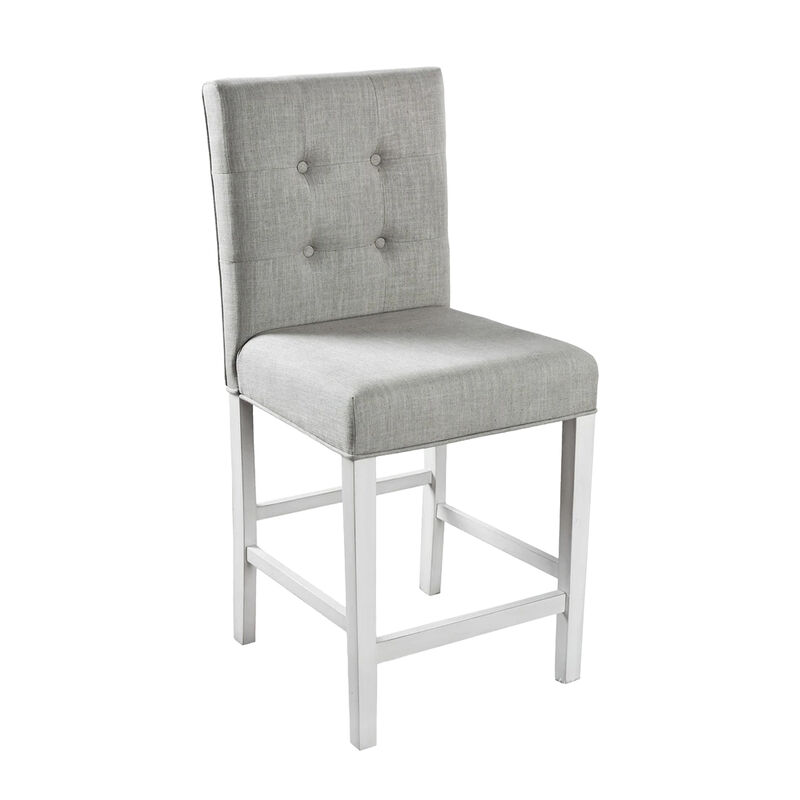 Tino 5pc Counter Height Table and Chair Set, Antique White Solid Wood - Benzara