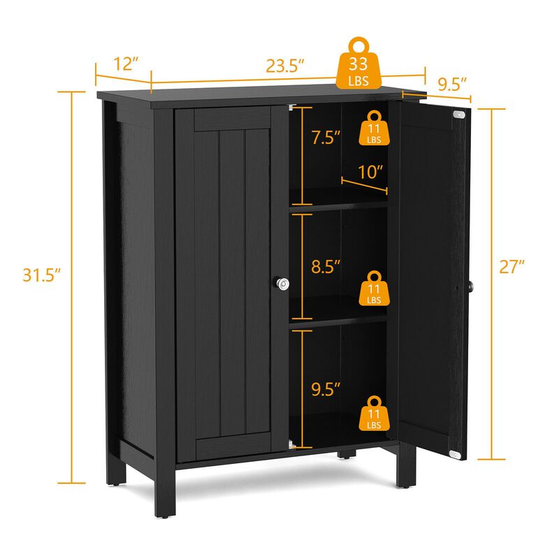 2-Door Bathroom Floor Storage Cabinet Space Saver Organizer image number 4