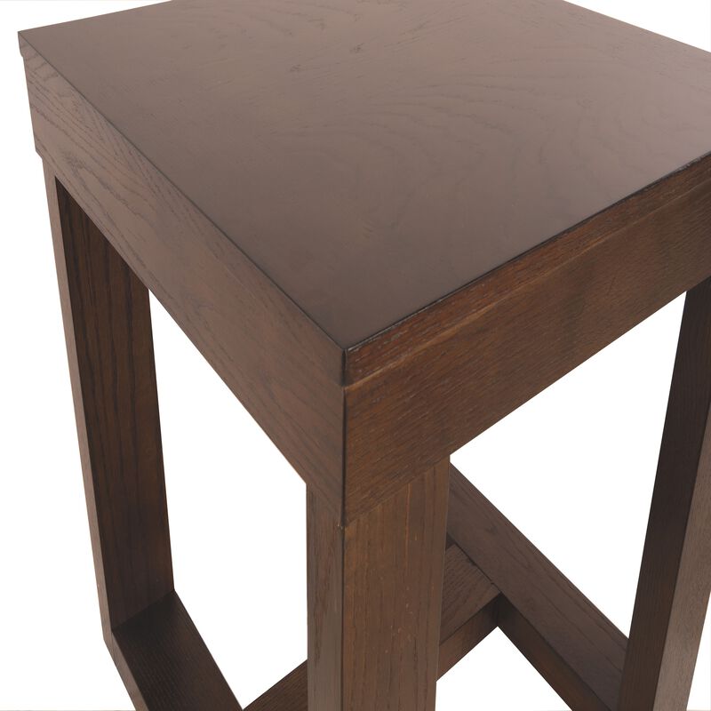 Wooden End Table with Sled Style Base, Brown-Benzara