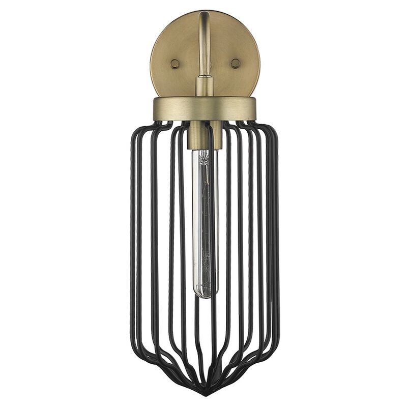 Hivvago Gold and Black Metal Cage Wall Sconce