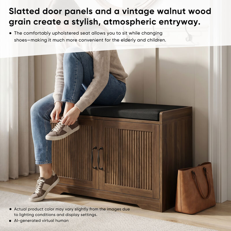 Dempal entryway shoe storage bench image number 4