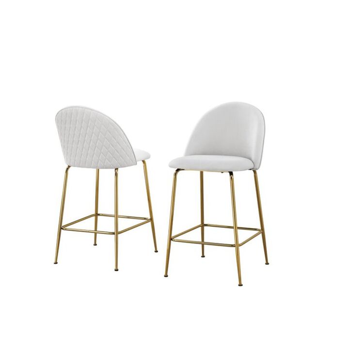 Best Quality Furniture 24 Velvet Counter Stool, Dark Grey, Chrome Gold Base (Set of 2)