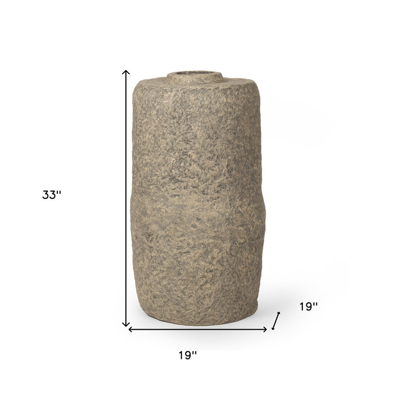 HomeRoots 33" Gray Paper Mache Cylinder Floor Vase image number 2