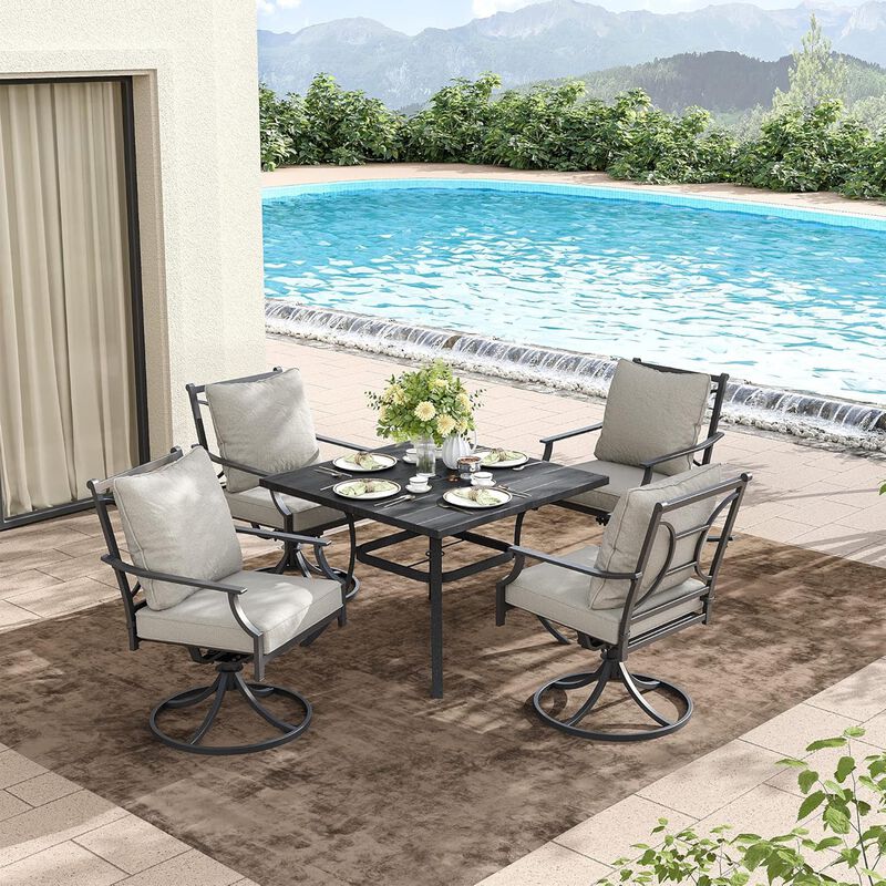 Mondawe Outdoor Lounge Chair,Rust Proof Steel Frame with Armrests And Upholstered 360 Swivel Chair image number 1