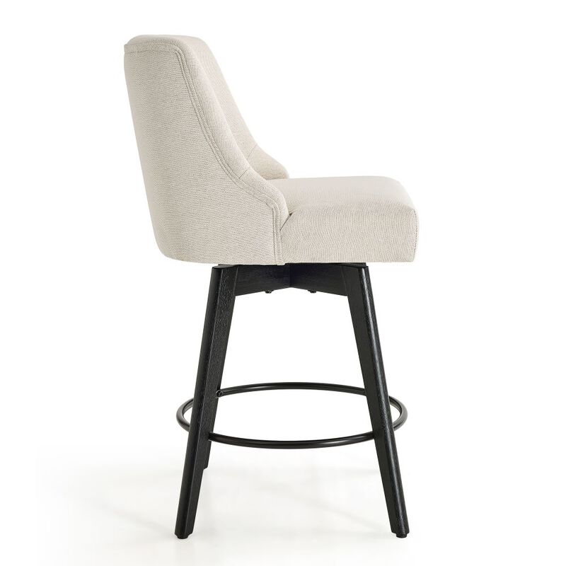 Counter Height Bar Stools, 26" Swivel Barstools with Backs, Linen Bar Chairs for Dining Room, White image number 8