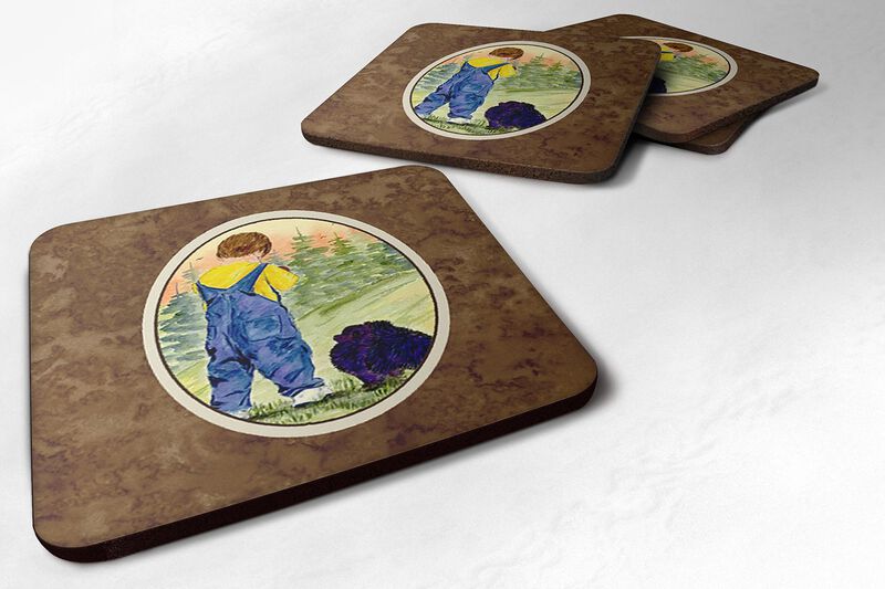 Caroline's Treasures SS8544FC Little Boy with His Pomeranian Foam Coasters (Set of 4), 3.5 H x 3.5 W, Multicolor image number 0