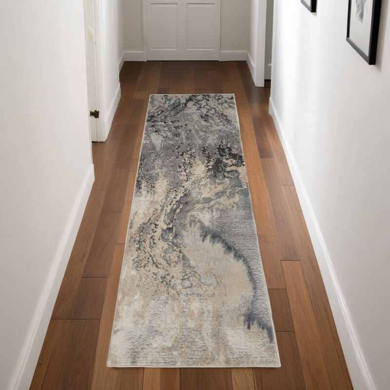 HomeRoots Abstract Non Skid Runner Rug image number 1