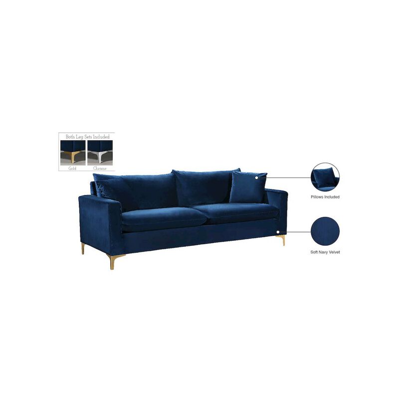 Meridian Furniture Naomi Navy Velvet Sofa