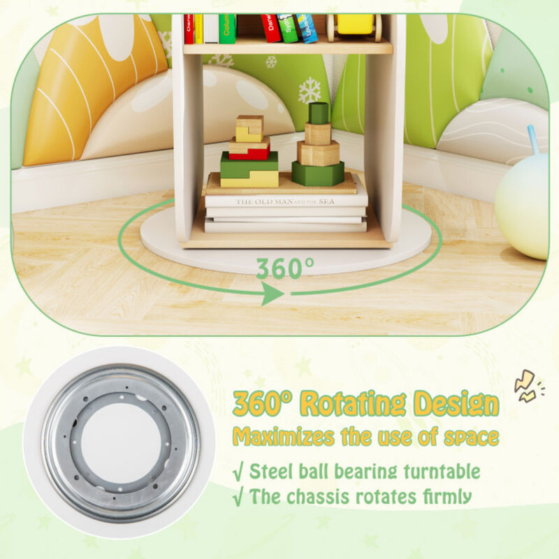 360° Kid's Rotating Bookshelf Toy Storage Organizer with 5 Shelves