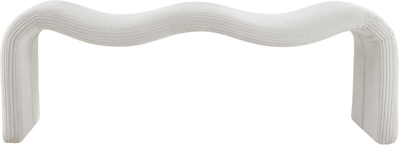Meridian Furniture Willow Cream Corduroy Fabric Bench