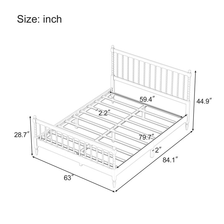 Queen Size Wood Platform Bed with Gourd Shaped Headboard and Footboard, Pink