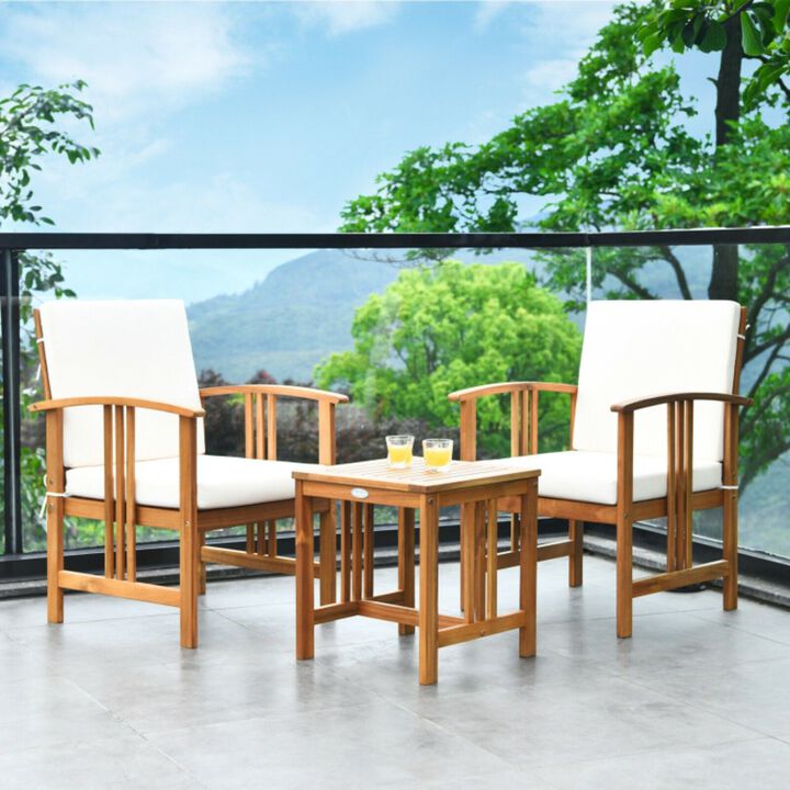 3PC Solid Wood Outdoor Patio Sofa Furniture Set