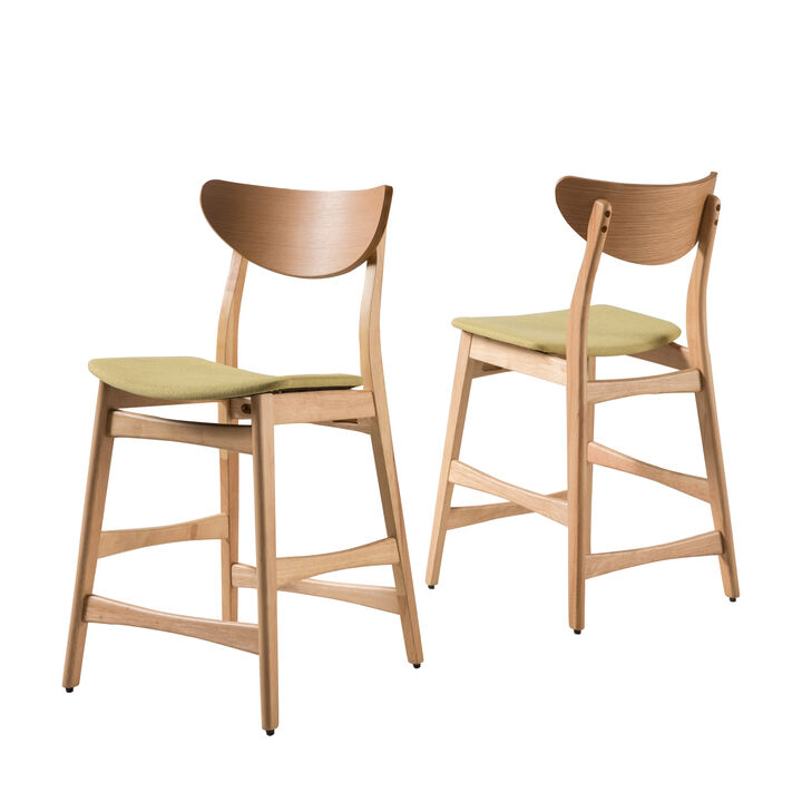 Merax Retro-Modern Rubberwood Counter Chairs (Set of 2）