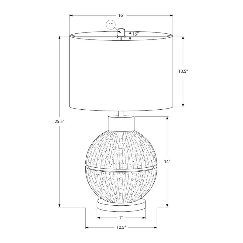 26"H, Table Lamp, Black / Gold Resin, Beige Shade, Contemporary, Modern