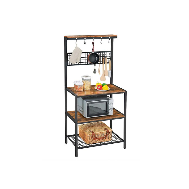 BreeBe Industrial Kitchen Bakers Rack with Hooks