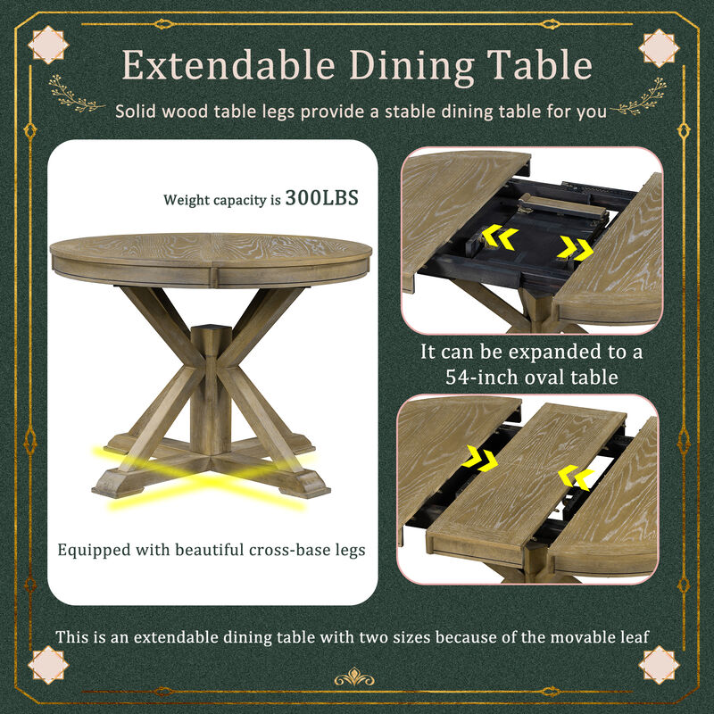 Merax Retro Extendable Dining Table with Leaf