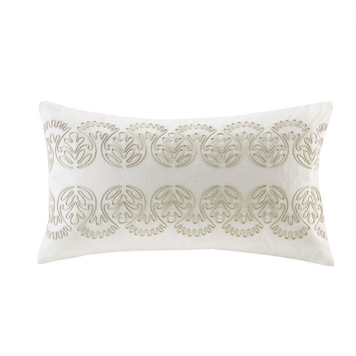 Gracie Mills Lito Embroidered Cotton Oblong Pillow