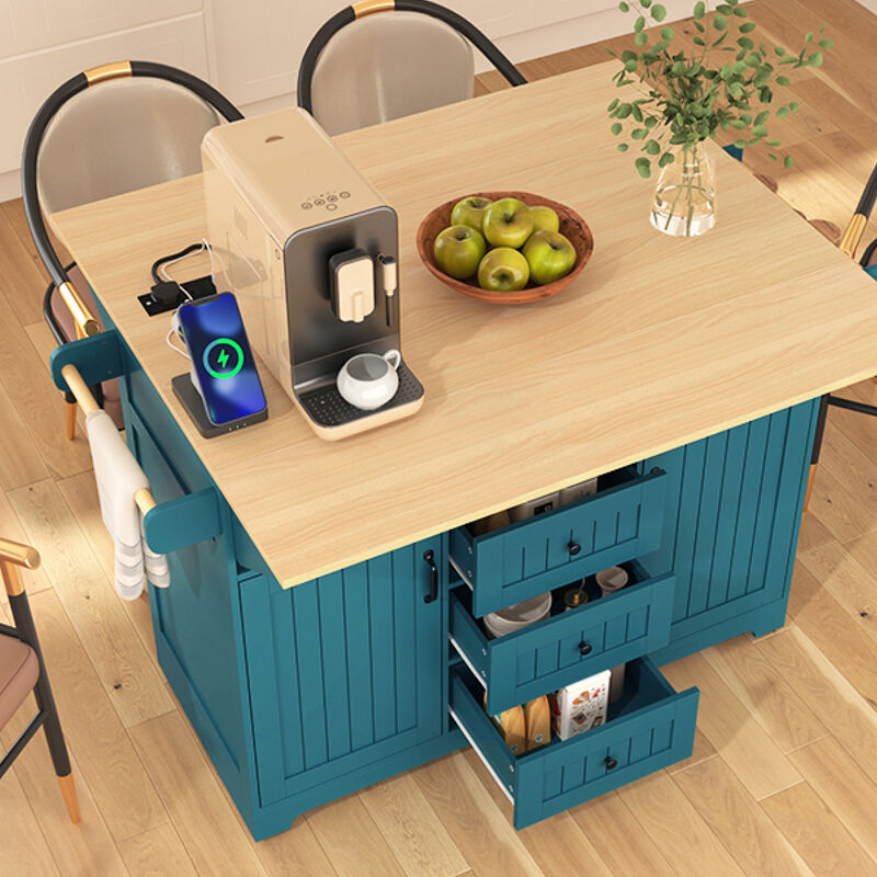 ELEMENT ACE Versatile Dual Drop-Leaf Kitchen Island Cart with Built-In Charging Station and Ample Storage image number 3