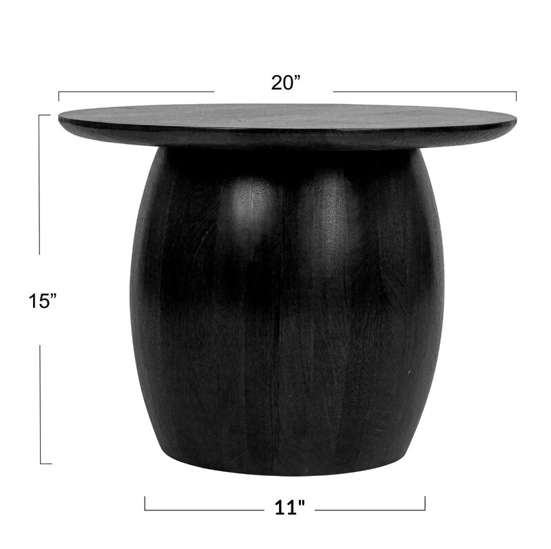 Rowena Interiors Modern Mango Wood Round Side Table, Black image number 4