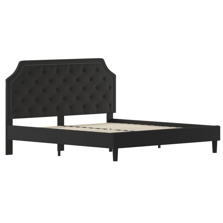 Flash Furniture Brighton King Size Tufted Upholstered Platform Bed in Black Fabric