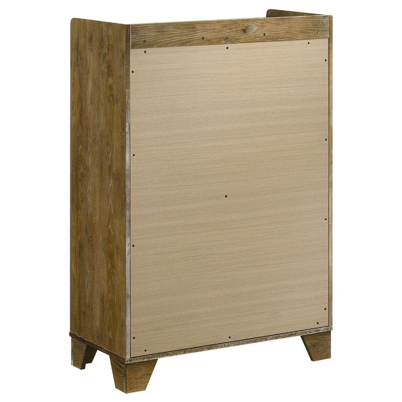 Nolan Tall Dresser Chest with Faux Marble Top, 5 Drawers, Brown Wood image number 5
