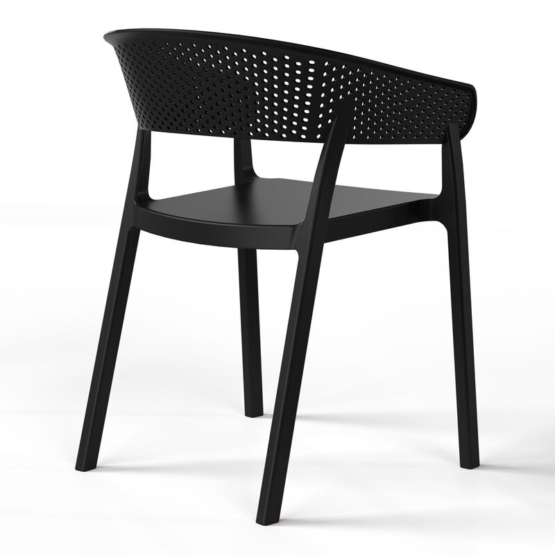 WestinTrends Outdoor Modern Stackable Plastic Resin Patio Dining Armchair (Set of 2) image number 3