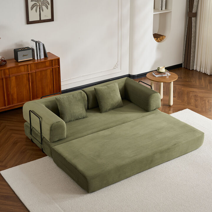 Cozy Convertible Sofa Bed with Cylindrical Pillow for Home Comfort