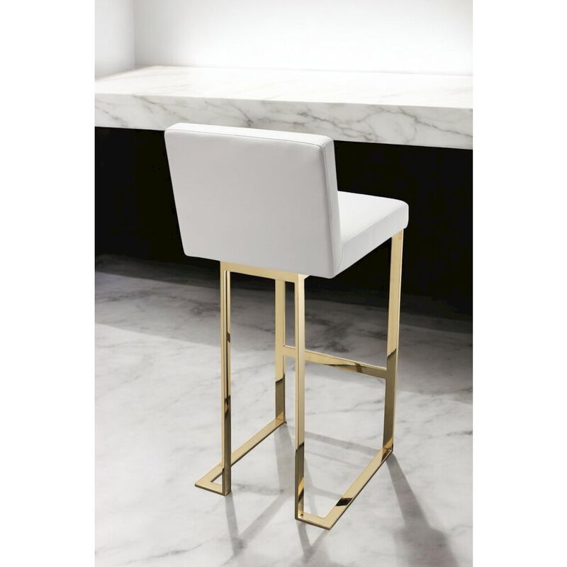 Pangea Home Dexter Bar Stool Faux Leather White