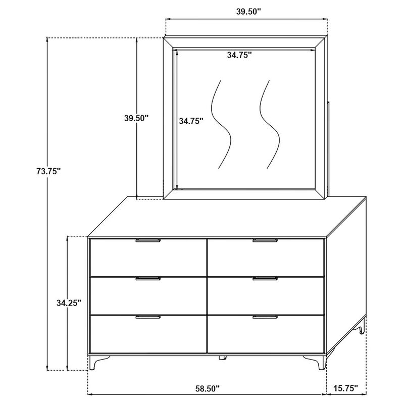 Coaster Co. of America Kendall 6-drawer Dresser with Mirror Black image number 1