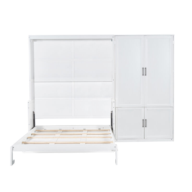 Whisen Modern Design Queen Size Murphy Bed, Folded into a Cabinet with Closet