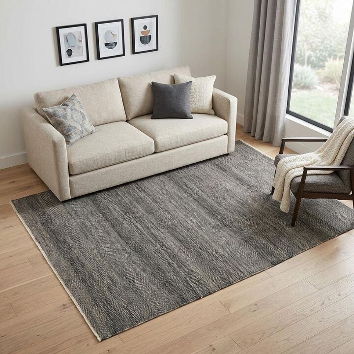 HomeRoots Wool Striped Hand Knotted Area Rug
