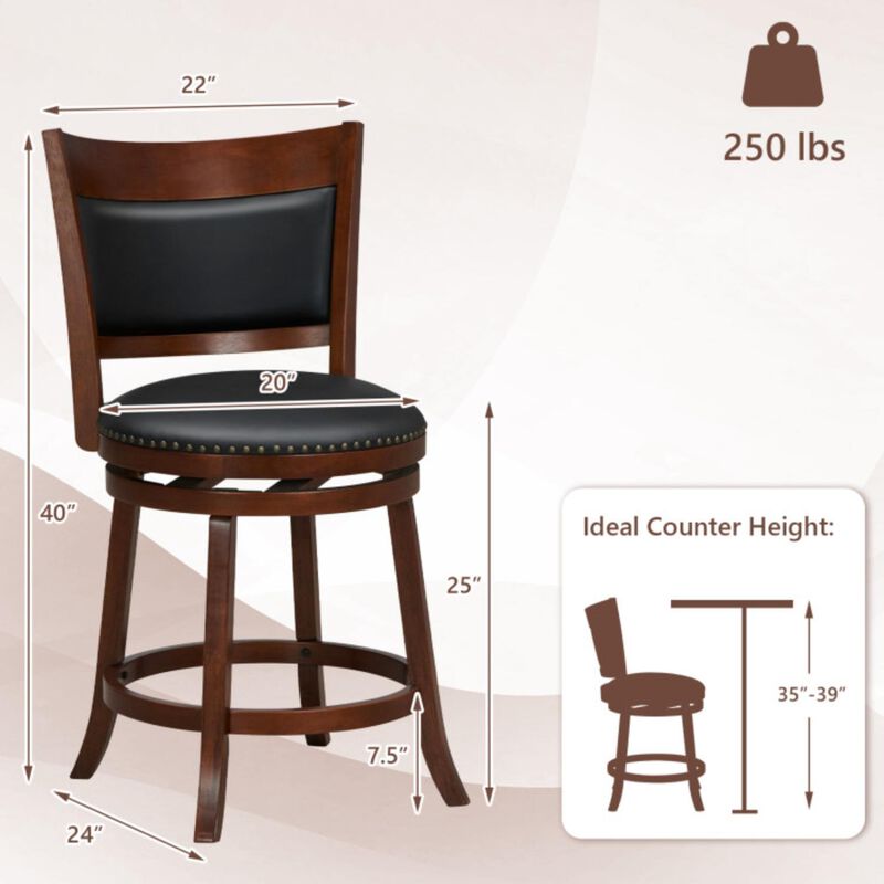 Hivvago Swivel Bar Stools Set of 2 with 20 Inch Wider Cushioned Seat