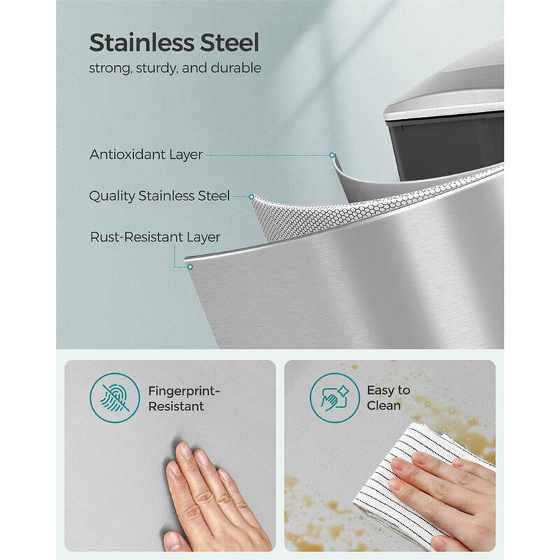 Trash Can with Step Pedal &ndash; 13-Gallon Kitchen Garbage Bin with Lid for Hands-Free, Hygienic Use