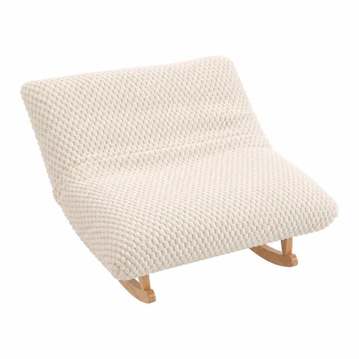GOODSILO Armless Bean Bag Rocking Chair with Solid Wood Frame, Casual Single Lazy Sofa with Backrest for Living Room and Bedroom Seating
