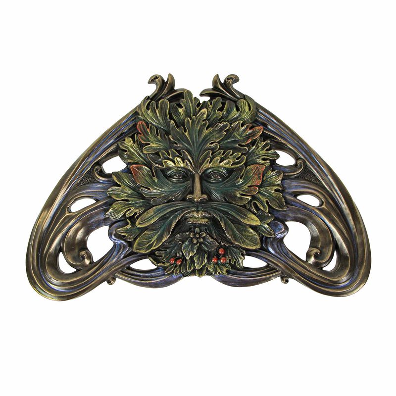 Art Nouveau Style Celtic Greenman Wall Hanging 9.5 Inches Long image number 0