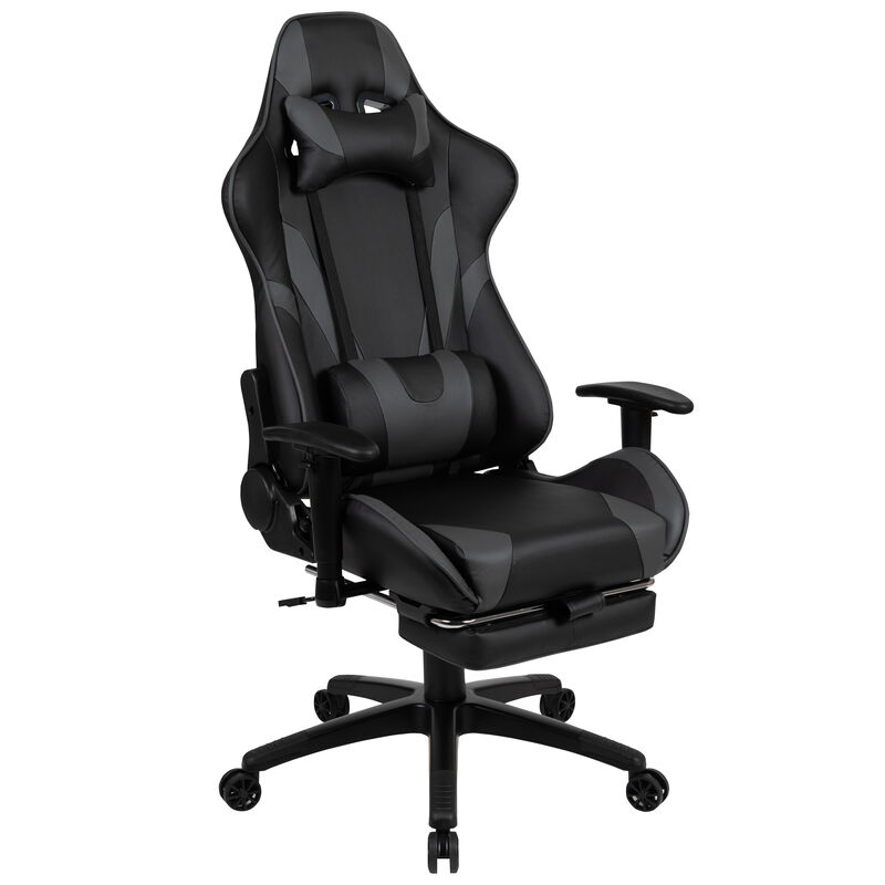 X30 Gaming Chair Racing Office Ergonomic Computer Chair with Reclining Back and Slide-Out Footrest in   LeatherSoft image number 0
