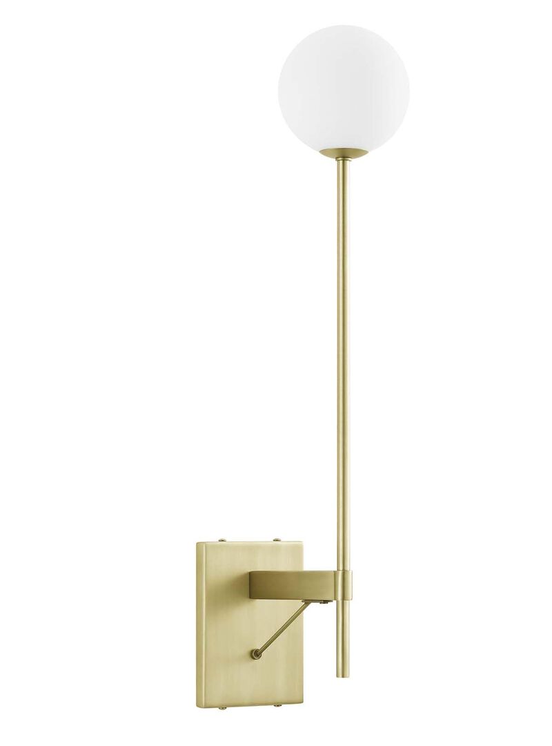 Modway EEI-6533-SBR Riva White Globe Wall Sconce, Satin Brass image number 0