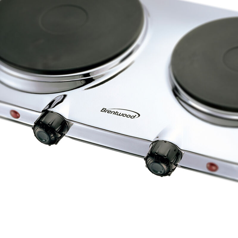 Brentwood Electric 1440W Double Hotplate in Chrome