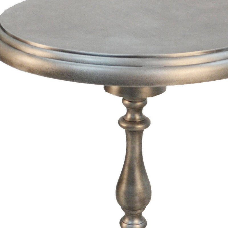 Homezia 24" Antique Nickle Metal Round End Table