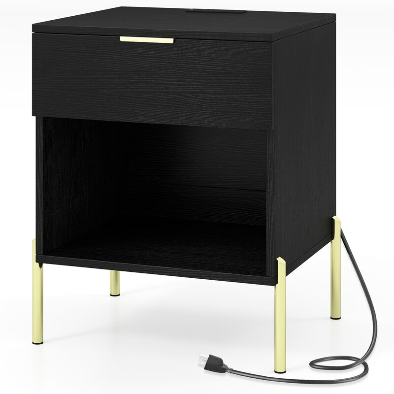Modern Bedside Table with Built-In Charging Station and Storage image number 0
