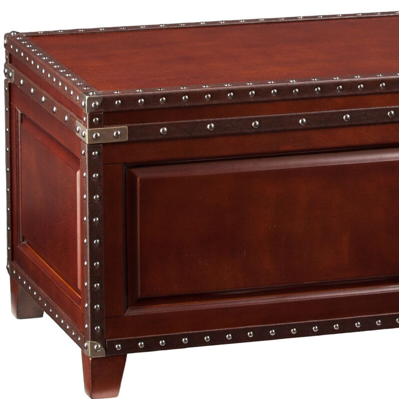 Hivvago 40 Inch  Brown Solid Wood And Metal Rectangular Coffee Table