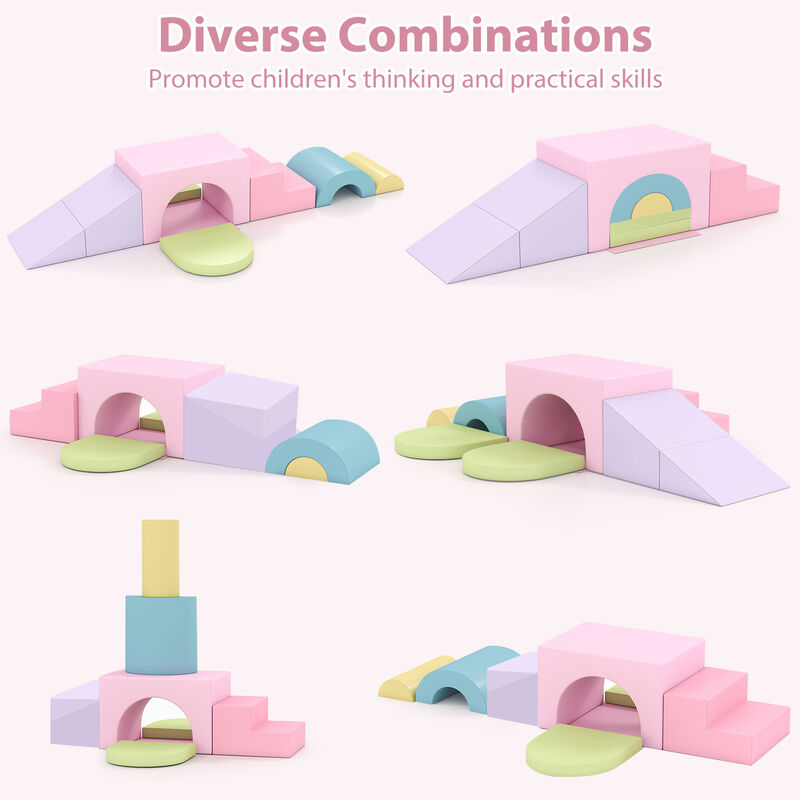 Toddler Soft Play Set, 7-Piece Foam Climbing Blocks with PU Leather image number 5